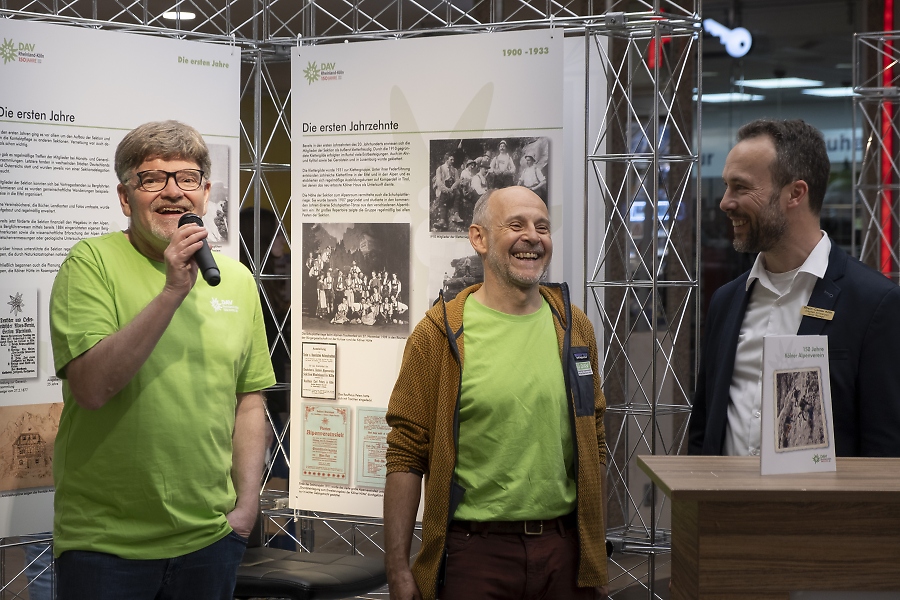 Wolfgang Spicher, Kalle Kubatschka und Stephan Antwerpen (Rheincenter) bei der Er%C3%B6ffnung / Foto: DAV/Simone Szymanski
